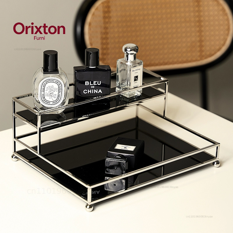 Luxury Skincare Tools - Luxe zwarte metalen bureau-organizer, parfumdisplayrek met